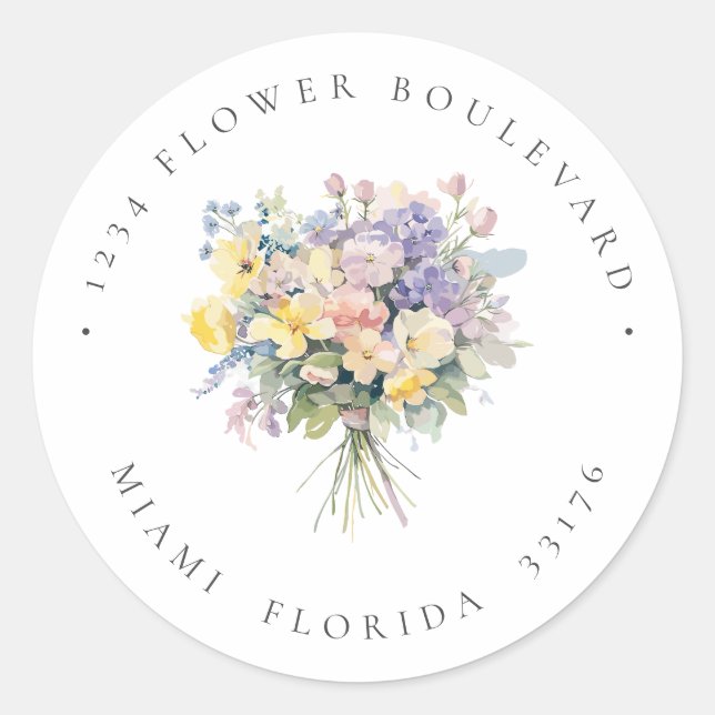 Paster Blume Botanische Rücksendeadresse Runder Aufkleber (Vorderseite)