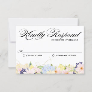 Paster Spring Flowers Mariage carte RSVP