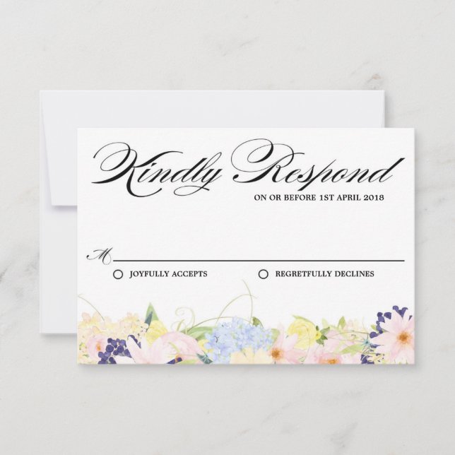 Paster Spring Flowers Wedding RSVP Card Karte (Vorderseite)