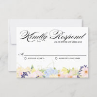 Paster Spring Flowers Wedding RSVP Card
