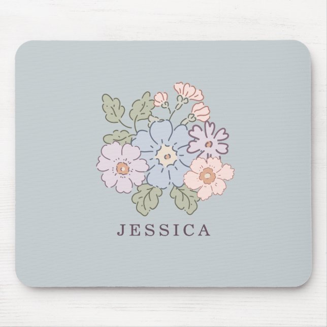 Pasterl-Blume im hellblauen Hintergrund Mousepad (Vorne)