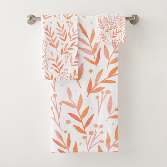 Pastete Aquarellfarben, orange und rosa Badhandtuch Set (Insitu)