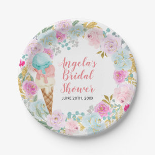 Pastete Ice Creme Aquarellfarben Blume Papier Tell Pappteller