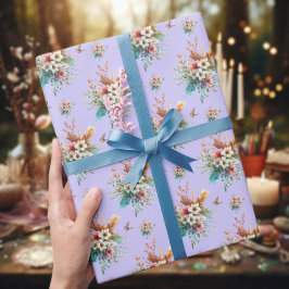 Pastete Lila Aquarellfarben Blumenkreuz Osterfeier Geschenkpapier