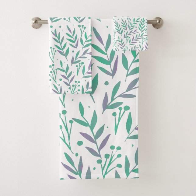 Pastete, lila und grüne Wasserfarben Badhandtuch Set (Insitu)