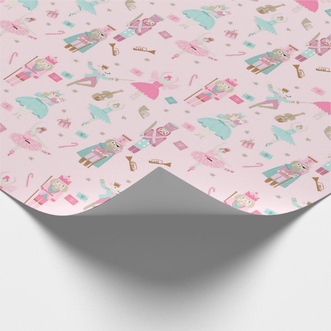 Pastete Nutcracker Ballet Pink Wrapping Paper Geschenkpapier (Ecke)