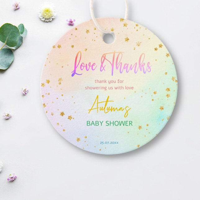 Pastete Regenbogen-Obro Babydusche personalisiert Geschenkanhänger (Von Creator hochgeladen)