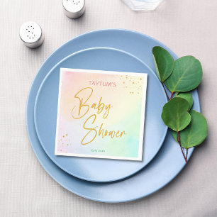 Pastete Regenbogenfarben Babydusche bedruckt Serviette