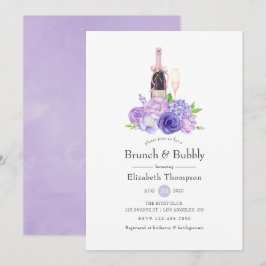 Pastete Violett Blumenbrunch & Bubbly Brautparty Einladung