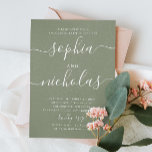 Pasteur-Phraser Einladung<br><div class="desc">Einfache minimalistische Skript-Engagement-Party Einladung in pastellgrün,  blassgrüne Farben für Wald Sommer Hochzeit. Bitte kontaktieren Sie mich,  wenn Sie weitere Informationen benötigen.</div>