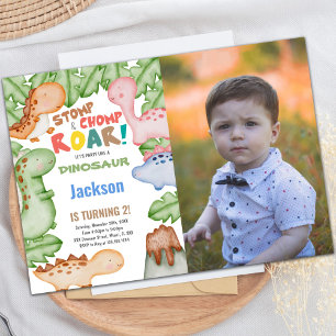 Pastil Color Dinosaur Anniversaire Invitations ave