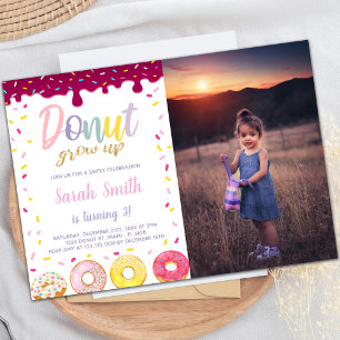 Pastil Color Donut Geburtstagseinladungen mit Foto Einladung