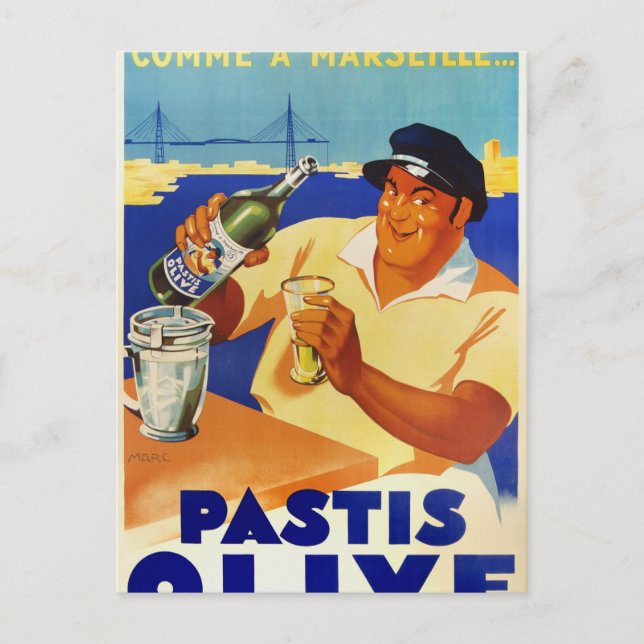 Pastis Olive - wie in Marseille Postkarte (Vorderseite)