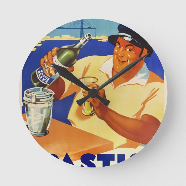 Pastis Olive - wie in Marseille Runde Wanduhr (Vorderseite)
