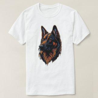 Pastor Alemao Preto Laranja Face T-Shirt