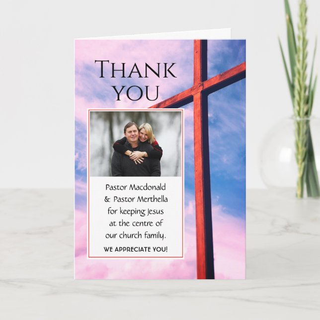 PASTOR-ANPASSUNG Behaltend Jesus-Center-FOTO Dankeskarte (Vorderseite)