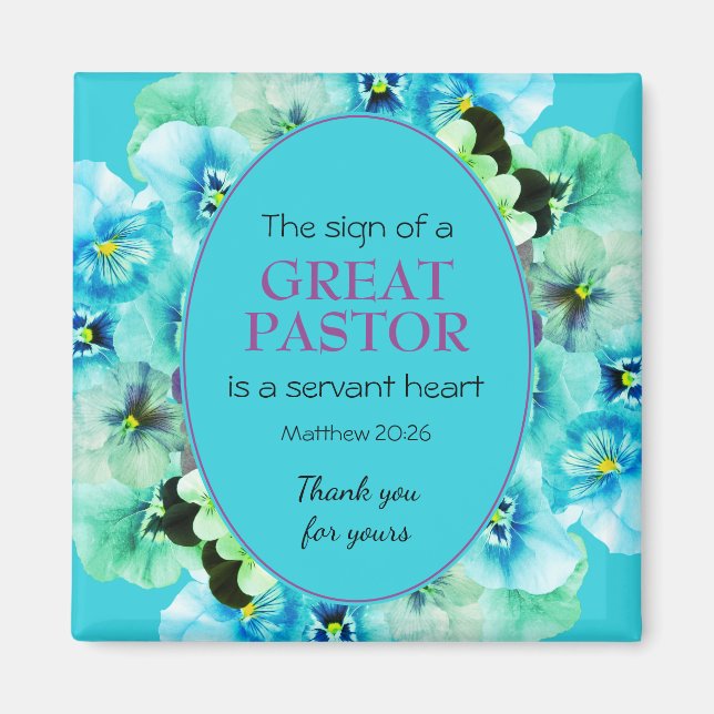 PASTOR APPRECIATION SERVANT Blue Floral Magnet (Vorne)
