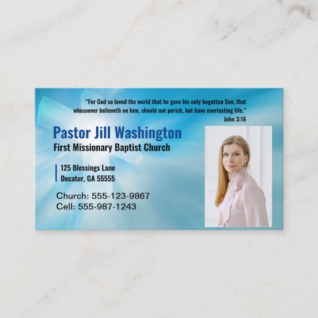 Pastor Blue Business Card Visitenkarte (Vorderseite)