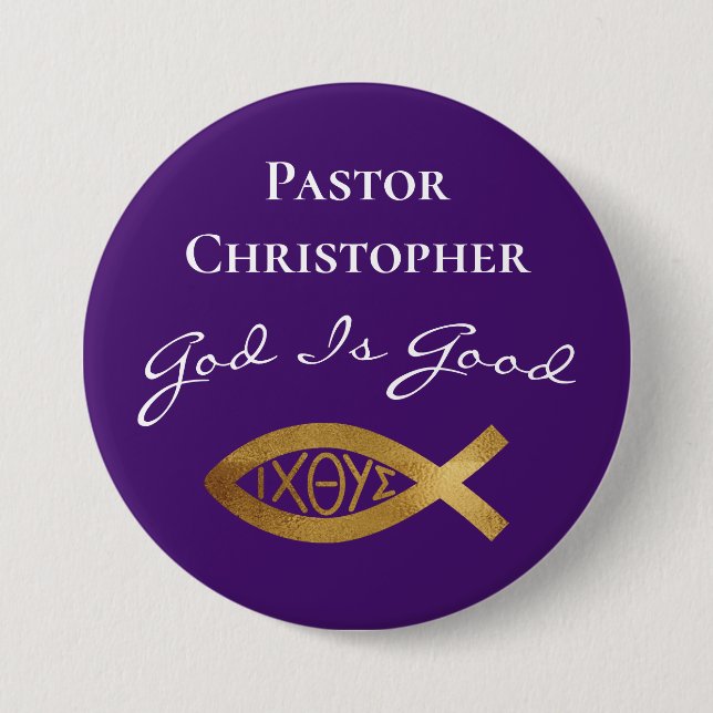 Pastor Christliche Kirche Gott ist gut Ministerium Button (Vorderseite)