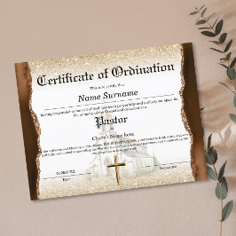 Pastor Church Certificate of Ordination