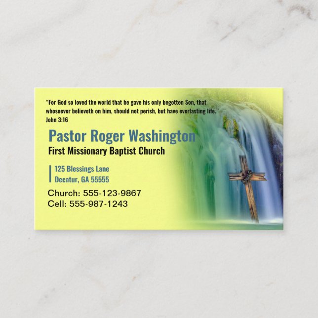 Pastor Deacon Cross Wasserfall Kirche Santa Maria  Visitenkarte (Vorderseite)