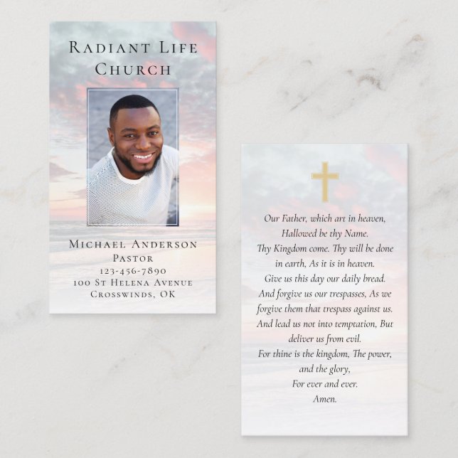 Pastor Deacon Foto Sunset Church Business Card Telefonnummerkarte (Vorne/Hinten)
