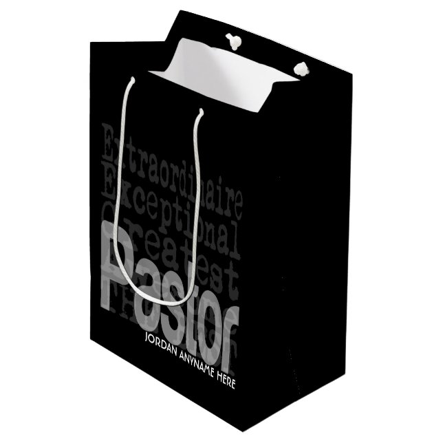 Pastor Extraordinaire CUSTOM Mittlere Geschenktüte (Vorderseite Schrägansicht)