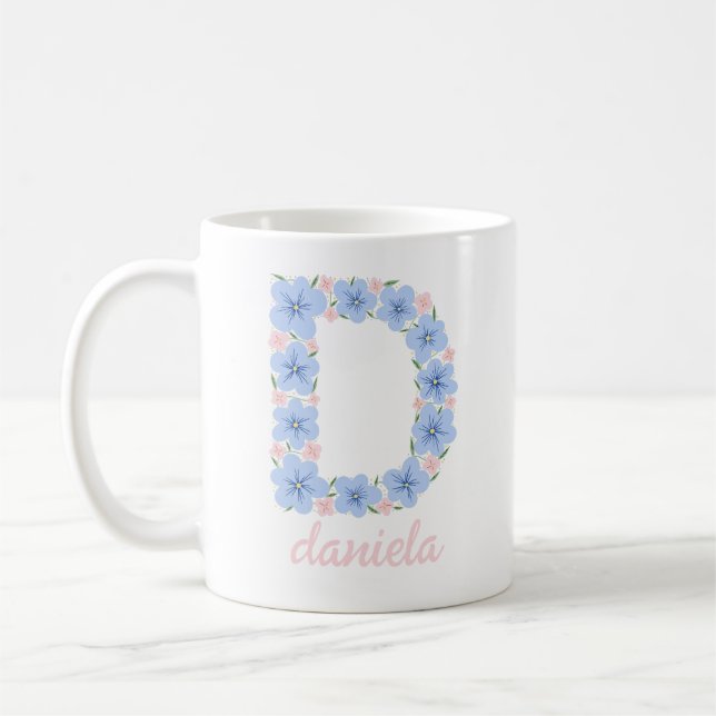 Pastor Floral Letter D Monogramm Kaffeetasse (Links)