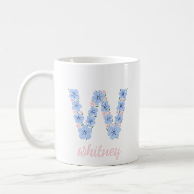 Pastor Floral Letter W Monogram Kaffeetasse (Links)
