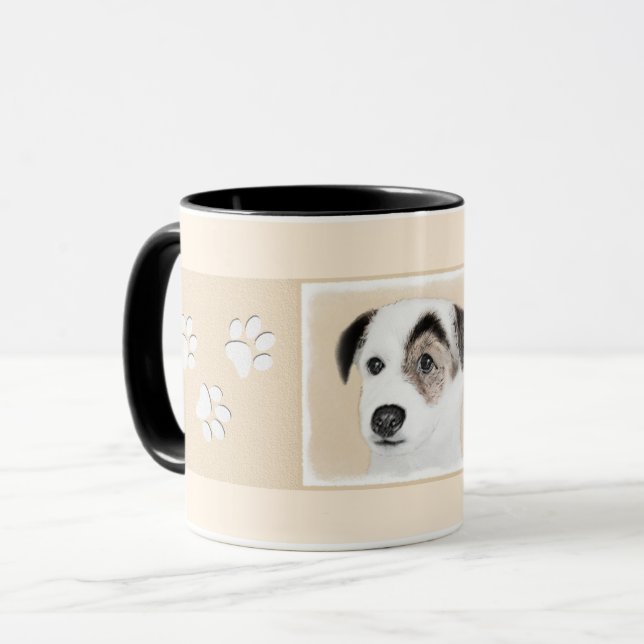 Pastor-Jack-Russell-Terrier-Malerei - Hundekunst Tasse (Vorderseite Links)