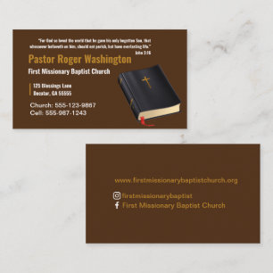 Pastor oder Deacon Bibelkirche Visitenkarte
