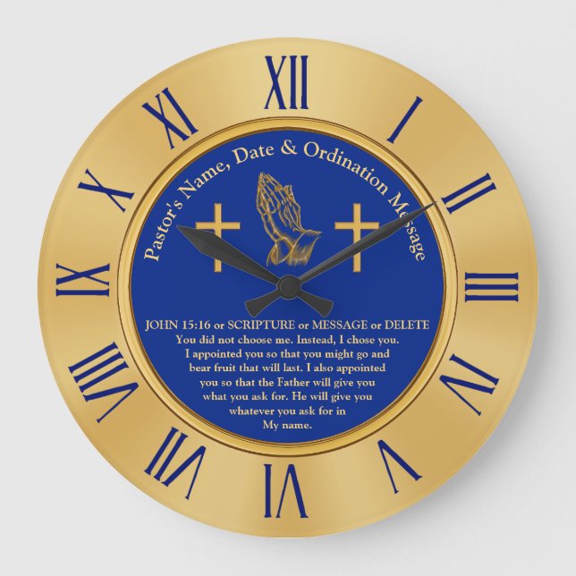 Pastor or Priest Ordinance Ohrs, Personalized Große Wanduhr (Vorderseite)