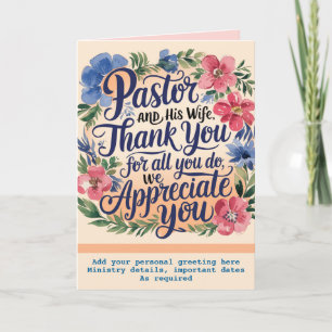 ✝️ Pastor Pastor's Ehefrau Anerkennung Jahrestag Dankeskarte