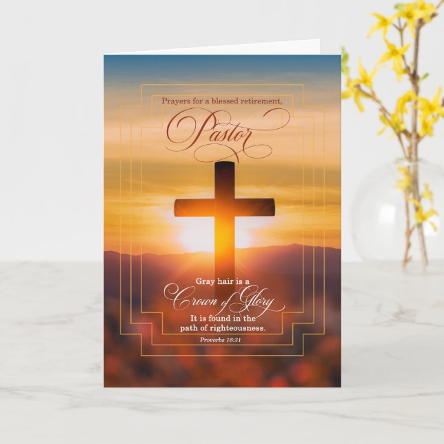 Pastor Rentirement Segen Christliches Kreuz Karte (Gelbe Blume)