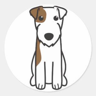 Pastor-Russell-Terrier-HundeCartoon Runder Aufkleber