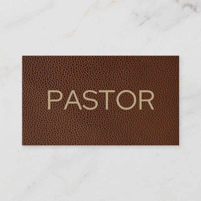 Pastor Rustic Brown Leather Church Visitenkarte (Vorderseite)