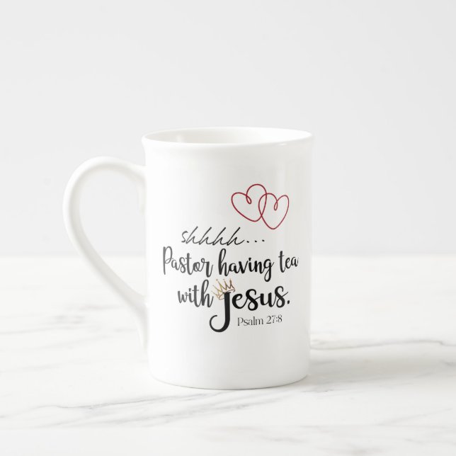 PASTOR TEA MIT JESUS Christliche ruhige Zeit Prozellantasse (Links)