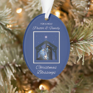 Pastor und Familie Weihnachten Segen Manger Ornament