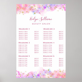 Pastor Watercolor Glitzer Price List Poster