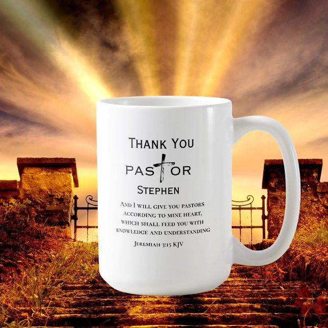 Pastor Wertschätzung Cross Scripture Personalisier Kaffeetasse (Von Creator hochgeladen)