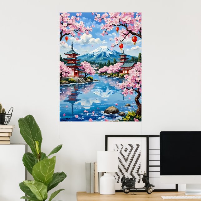 Pastoral Pagoda Scene Poster (Heimbüro)