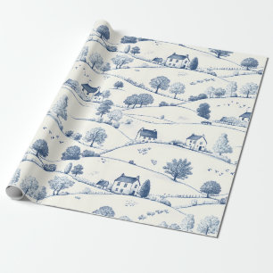 Pastorale Blaue Toile-Landschaft Klassisches Franz Geschenkpapier