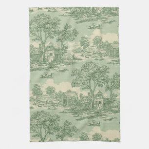 Pastorale Sage-Grün-Toile-Landschaft-Bauernhof-Sze Geschirrtuch