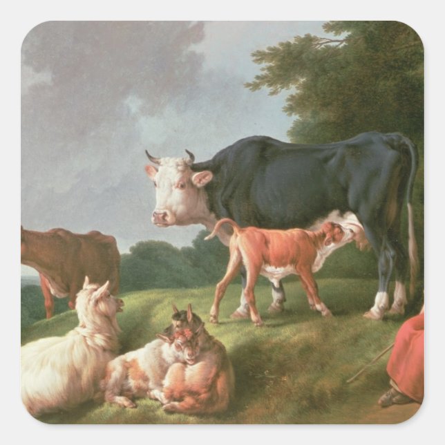 Pastoralszene Quadratischer Aufkleber (Vorderseite)