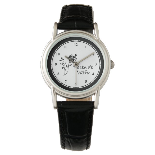 Pastors Ehefrau Black Elegante Armbanduhr (Vorderseite)