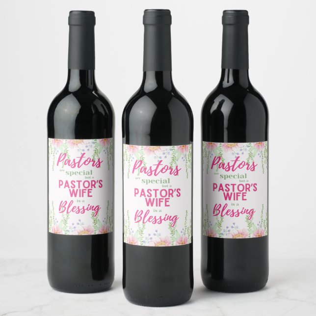 ✝️ Pastor's Ehefrau Ehefrauen Wertschätzung Gesche Weinetikett (Flaschen)