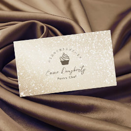 Pastry Chef Gold Glitter Minimalist Cupcake Logo Visitenkarte