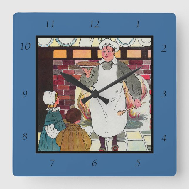 Pat-a-cake, pat-a-cake, Baker's man Quadratische Wanduhr (Vorderseite)
