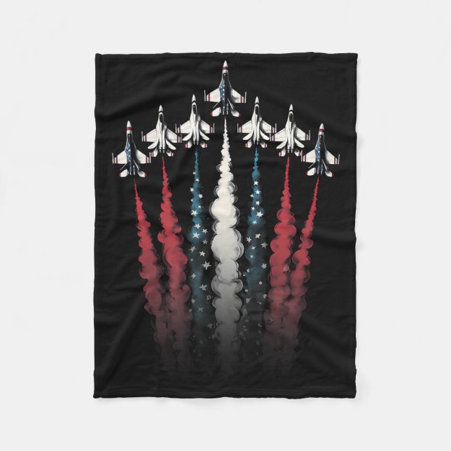 Pat. Juli: Jet Jet Airplane American Flag 4. Fleecedecke (Vorderseite)