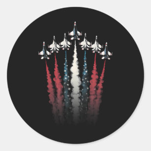 Pat. Juli: Jet Jet Airplane American Flag 4. Runder Aufkleber